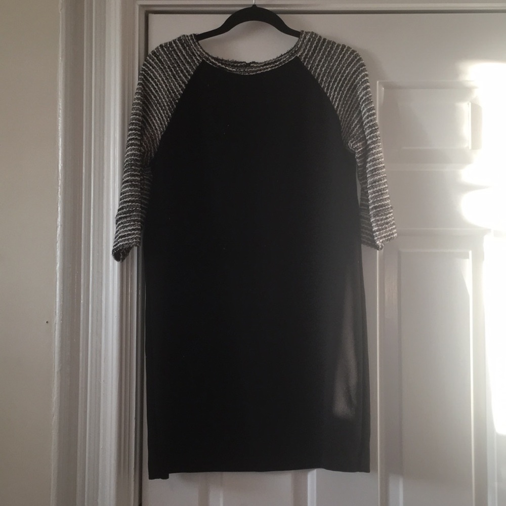 Black crepe and knit dress